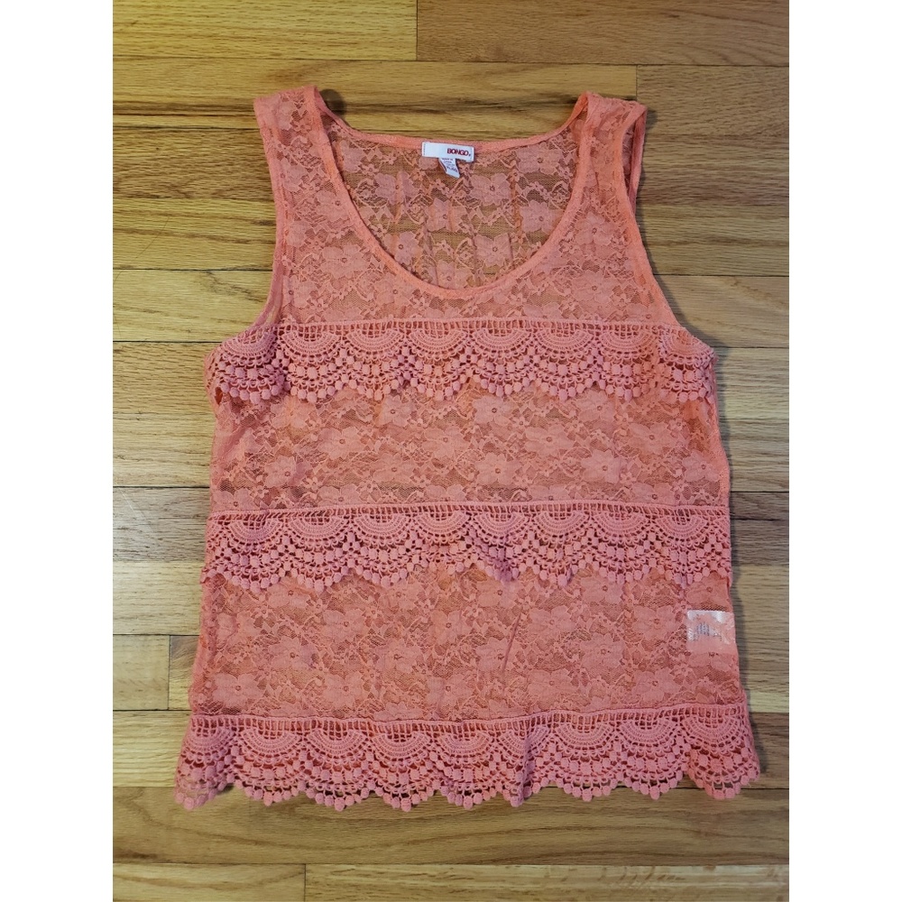 Coral lace tank